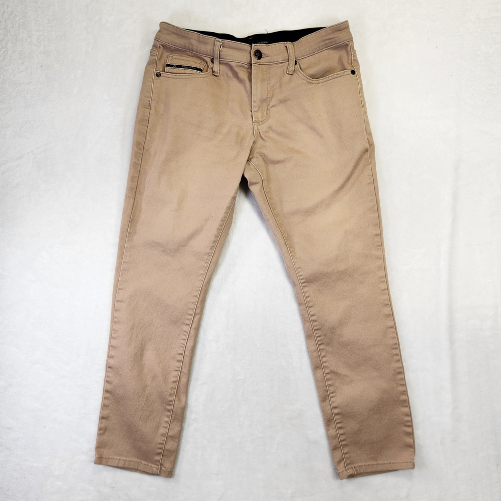 Fried Denim Mens Slim Fit Tan Khaki Pants Moto Pocket 32x30 Stretch Trousers